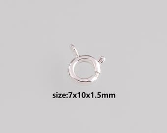Silver Round Carabiner Clasp,Dainty Round Spring Push Gate Clasp Lock for DIY Jewelry Necklace Bracelet