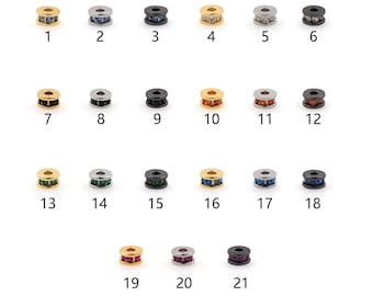 18K Gold Filled Round Flat Spacer Beads,Colorful Zircon Spacer Beads,DIY Jewelry Making Supply