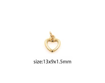 18K goud gevulde harthanger, sierlijk hart charme oorbellen ketting voor doe-het-zelf sieraden maken