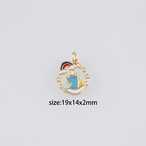 18K Gold Filled Unicorn Pendant,Enamel Unicorn Charm Earrings Necklace for DIY Jewelry Making Supply
