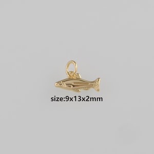 18K Gold Filled Fish Pendant,Dainty Fish Charm Earrings Necklace for DIY Jewelry Making Supply