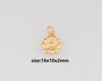 24K Gold Filled Lotus Pendant,Lotus Charm Earrings Necklace for DIY Jewelry Making Supply