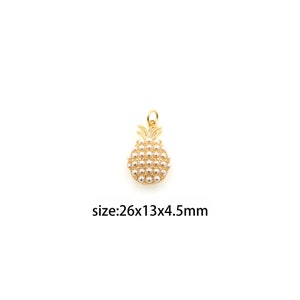 18K Gold Filled Pineapple Pendant,Dainty Pearl Fruit Charm Earrings Necklace for DIY Jewelry Making Supply