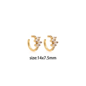 18K Gold Filled CZ hoepel oorbellen, kraakbeen oor clip, alledaagse oorbellen, sierlijke oorbellen, gouden hoepels