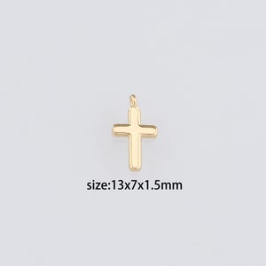 18K Gold Filled Cross Pendant,Religious Charm Earrings Necklace for DIY Jewelry Making Supply