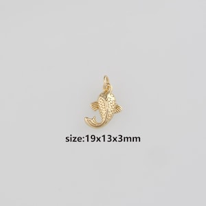 18K Gold Filled Fish Pendant,Dainty Fish Charm Earrings Necklace for DIY Jewelry Making Supply