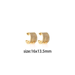18K Gold Filled Wide Stud Earrings,Dainty Earrings,Everyday Earrings,Minimalist Earrings