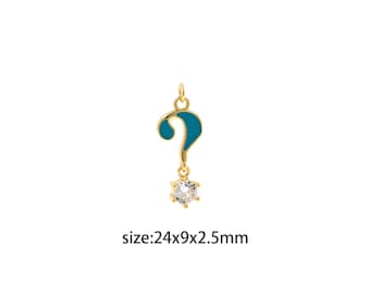 Colgante de signo de interrogación relleno de oro de 18 quilates, amuleto de símbolo, collar de pendientes de signo de interrogación esmaltado para suministro de joyería DIY