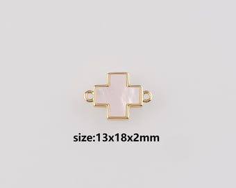 18K Gold Filled Cross Connector,Religious Charm Necklace Bracelet for DIY Jewelry Making Supply