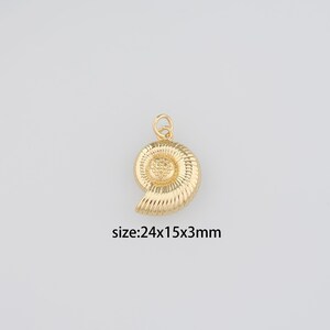 18K Gold Filled Conch Shell Pendant,Ocean Shell Charm Earrings Necklace for DIY Jewelry Making Supply