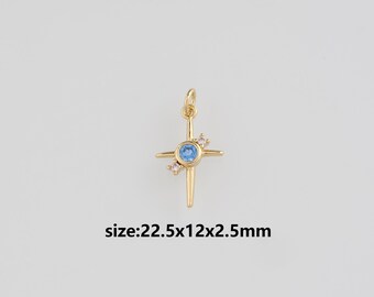 18K Gold Filled Poolster-hanger, CZ Micro Pave North Star Charm Oorbellen Ketting voor het maken van DIY-sieraden