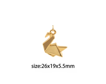 18K Gold gefüllter Papierkranich-Anhänger, zierliche Origami-Charm-Ohrringe-Halskette für DIY-Schmuckherstellung