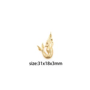 18K Gold Filled Mermaid Pendant,Mermaid Charm Earrings Necklace for DIY Jewelry Making Supply