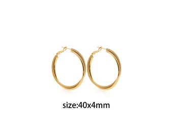 Créoles fines remplies d'or 18 carats, Créoles fines, Créoles minimalisme, Créoles délicates Huggie