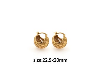 18K Gold Filled Textured Hoop Earrings,Chunky Gold Hoops,Woven Hoop Earrings,Statement Earrings,Gift For Her
