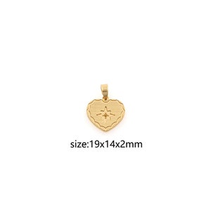 18K Gold Filled Heart Pendant,Dainty Celestial Charm Earrings Necklace for DIY Jewelry Making Supply