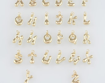 18K Gold Filled Initial Pendant,Dainty Letter Charm Earrings Necklace for DIY Jewelry Making Supply