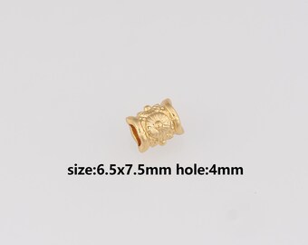 10Pcs 24K Gold Filled Cylinder Spacer Beads,Barrel Spacer Beads,DIY Jewelry Making Supply