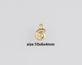 18K Gold Filled Conch Shell Pendant,Ocean Shell Charm Earrings Necklace for DIY Jewelry Making Supply