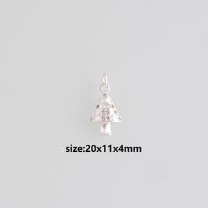 Silver Christmas Tree Pendant,Dainty Christmas Tree Charm Earrings Necklace for DIY Jewelry Making Supply