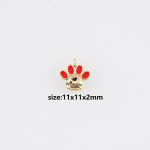 18K Gold Filled Paw Pendant,Enamel Dog Paw Charm Earrings Necklace for DIY Jewelry Making Supply