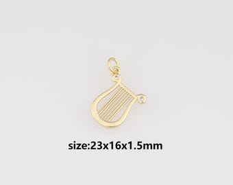 18K Gold Filled Harfe Anhänger, zierliche Harfe Charm Ohrringe Halskette für die DIY Schmuckherstellung