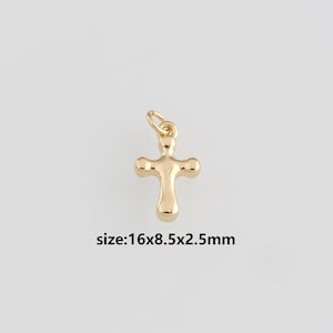 18K Gold Filled Cross Pendant,Dainty Cross Charm Earrings Necklace for DIY Jewelry Making Supply
