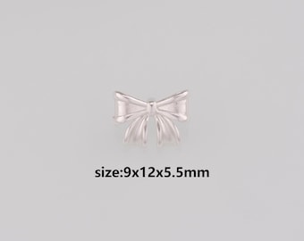 Silver Bow Pendant,Dainty Bow Charm Earrings Necklace for DIY Jewelry Making Supply
