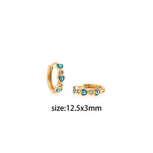 18K Gold Filled Heart Evil Eye Earrings,Dainty Zirconia Earrings,Gold Hoops,Dainty CZ Hoops Huggie