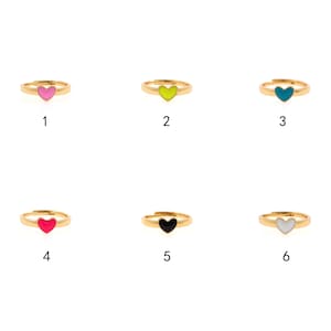 18K Gold Filled Heart Rings,Love Heart Ring,Enamel Ring,Stackable Ring,Adjustable Ring,Dainty Ring,Open Ring