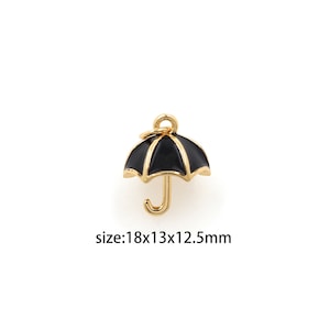 18K Gold Filled Umbrella Pendant,Enamel Umbrella Charm Earrings Necklace for DIY Jewelry Making Supply