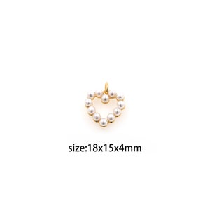 18K Gold gefüllter Herz-Anhänger, zierliche Perlen-Herz-Charm-Ohrringe-Halskette für DIY-Schmuckherstellung