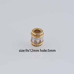 5Pcs 18K Gold Filled Cylinder Spacer Beads,CZ Micro Pave Barrel Spacer Beads,DIY Jewelry Making Supply