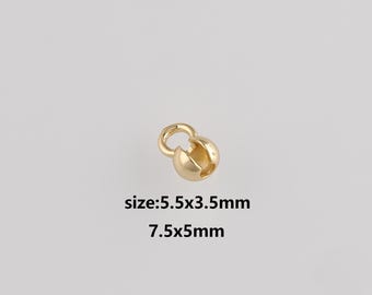 20Pcs 18K Gold Filled Crimp Beads,End Caps,Ball Chain Clasp for DIY Jewelry Necklace Bracelet