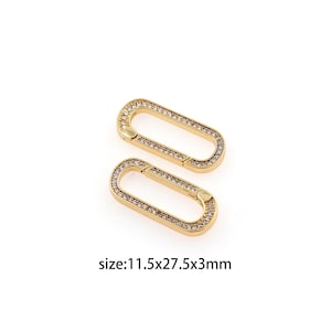 18K Gold gefüllte ovale Karabinerclips, CZ Micro Pave Oval Feder Push Tor Verschluss für DIY Schmuck Halskette Armband