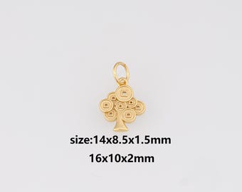 24K Gold Filled Tree Pendant,Dainty Money Tree Charm Earrings Necklace for DIY Jewelry Making Supply