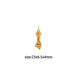 18K Gold Filled Hand Pendant,Dainty Fist Charm Earrings Necklace for DIY Jewelry Making Supply