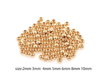 100pcs 14K Gold Filled Round Spacer Beads,Gold Beads,Round Beaded,Ball Beads,DIY Jewelry Making Supply