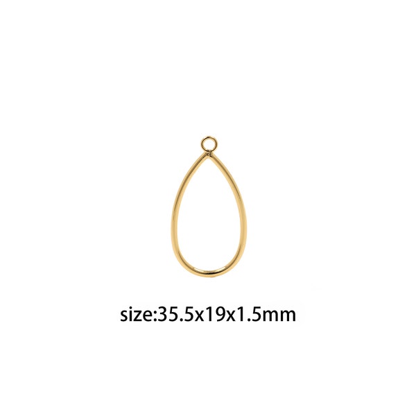 18K Gold Filled Water Drop Pendant,Dainty Water Drop Charm Earrings Necklace for DIY Jewelry Making Supply