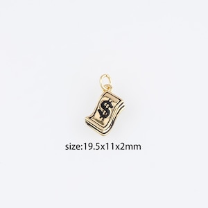 18K Gold Filled Dollar Pendant,Dainty Money Charm Earrings Necklace for DIY Jewelry Making Supply