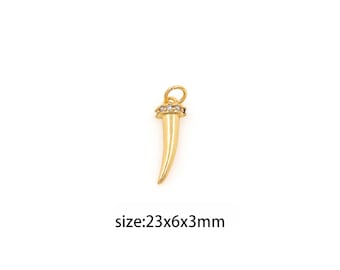 18K Gold gefüllter Hornanhänger, CZ Micro Pave Horn Charm Ohrringe Halskette für DIY Schmuckherstellung