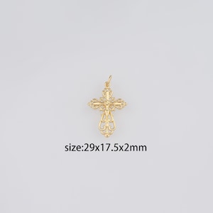 18K Gold Filled Cross Pendant,Religious Charm Earrings Necklace for DIY Jewelry Making Supply