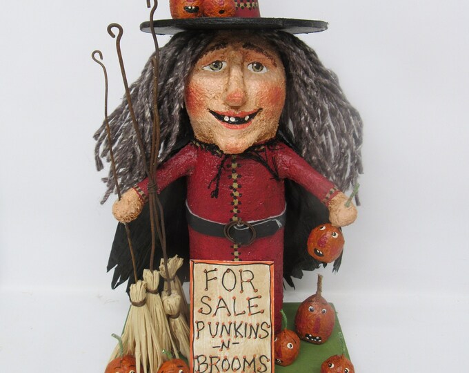 Paper Mache Witch Primitive Witch Folk Art Witch OOAK Etsy