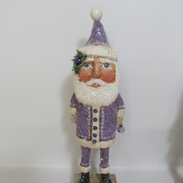 Santa - Purple Santa - Paper Mache Santa - Folk Art Santa - OOAK Santa - Santa Sculpture - Papier Moon Primitives - Santa