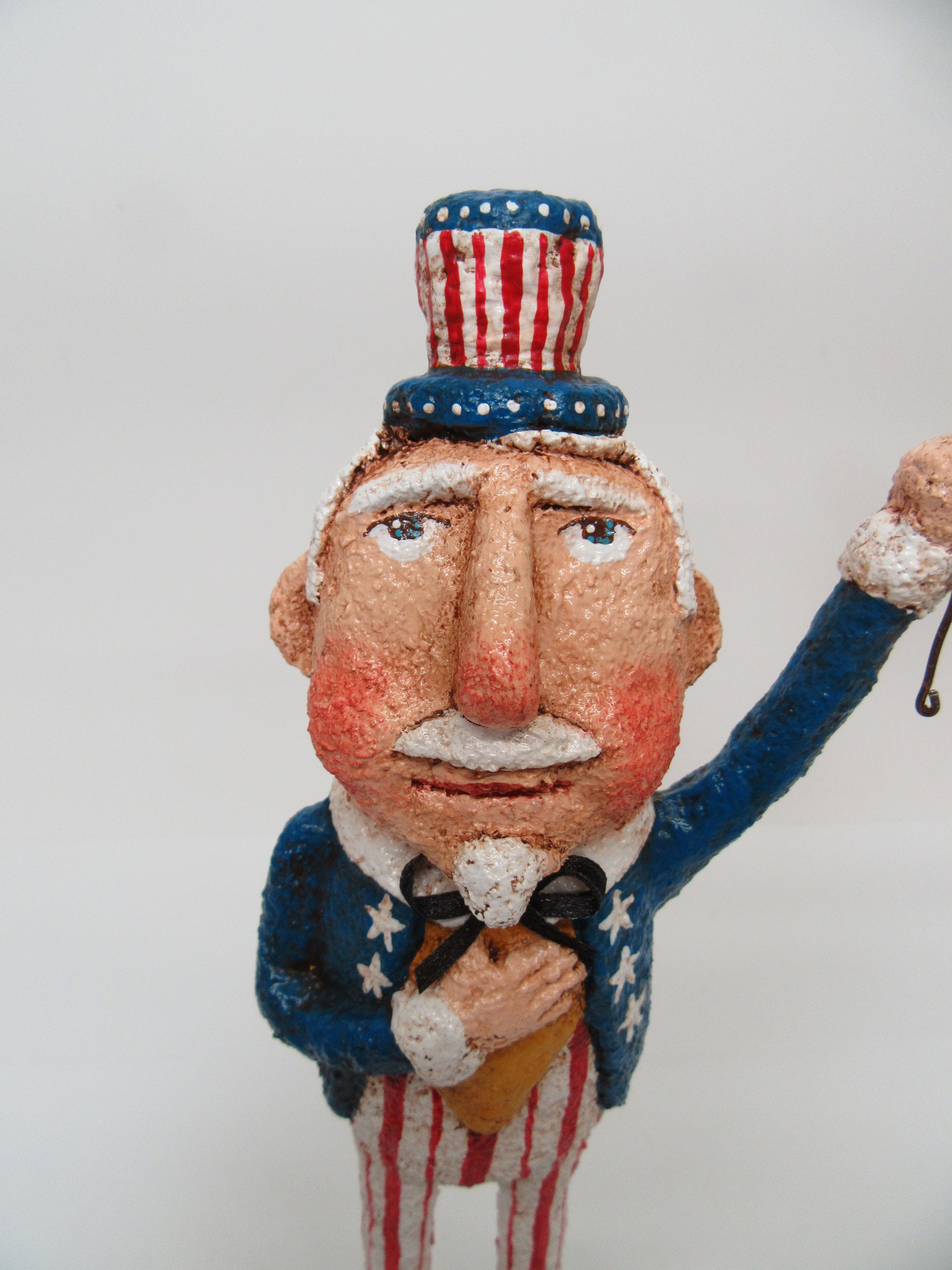 Paper Mache Uncle Sam Primitive Uncle Sam Folk Art Uncle Etsy