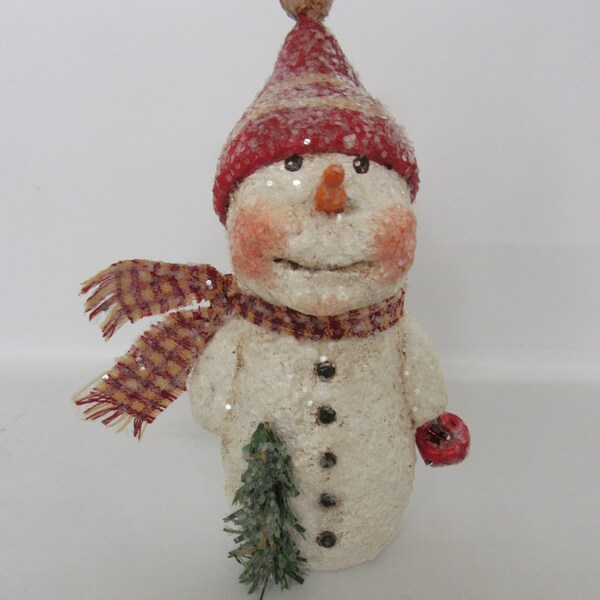 Snowman - Folk Art Snowman - Paper Mache Snowman - Whimsical Snowman