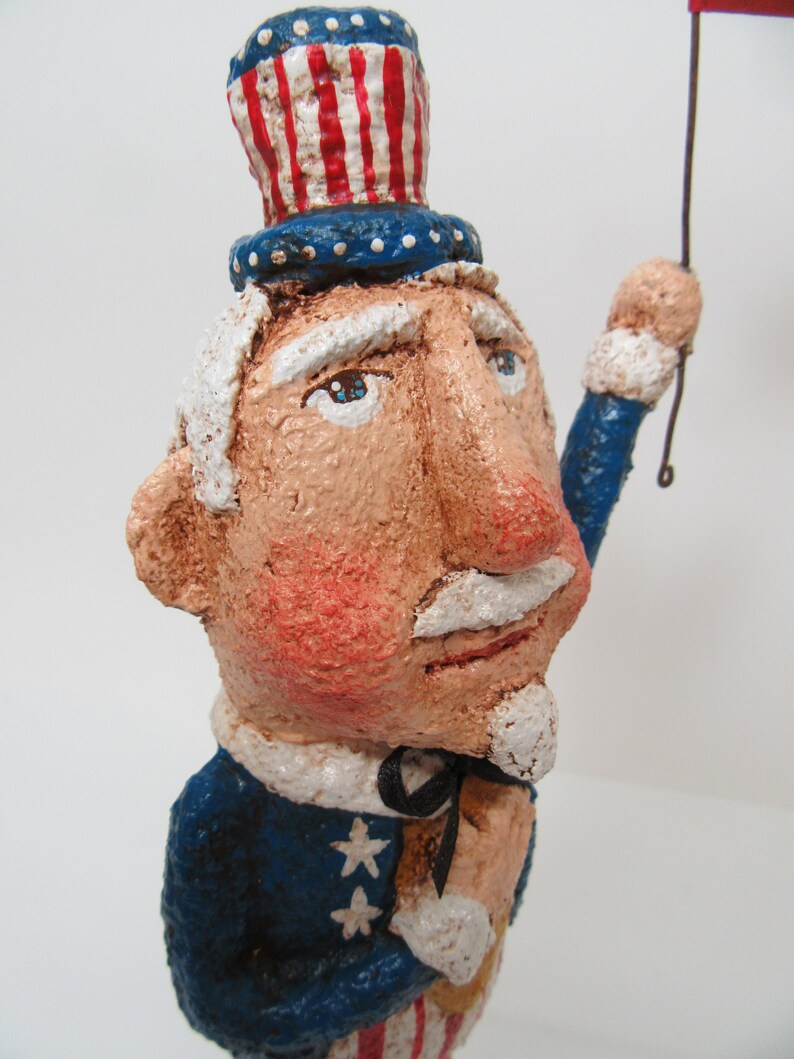 Paper Mache Uncle Sam Primitive Uncle Sam Folk Art Uncle Etsy