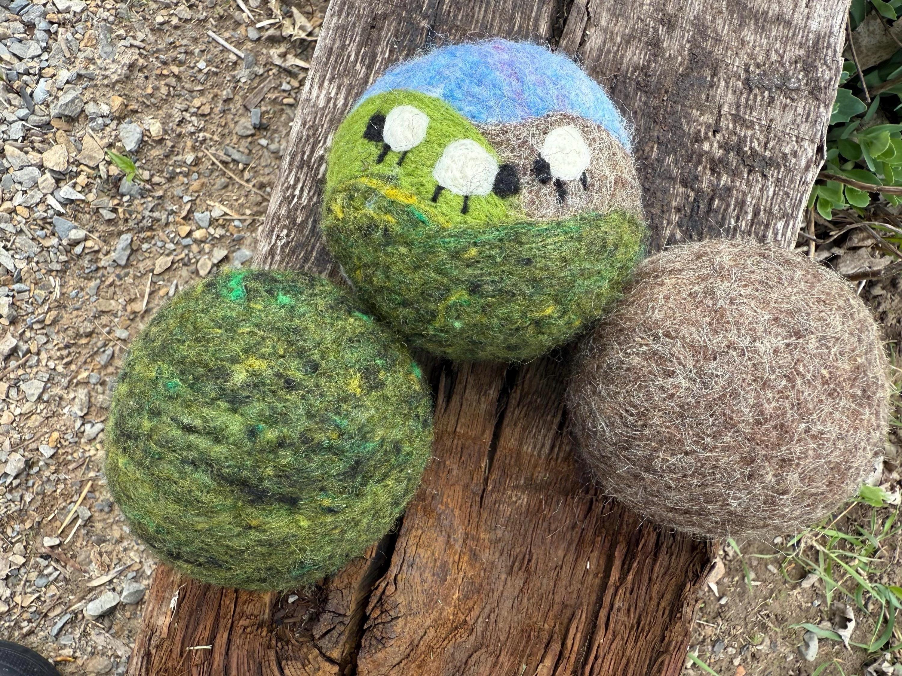 Felted 100% Wool XL Dryer Balls- set of 3 Very Heavy