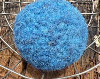Felted 100% Wool XL Heavy Dense Dryer Ball Indigo Bunting Blue