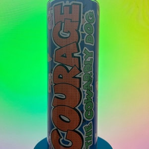 Pink Cartoon Dog Tumbler – 20oz Creepy Cute Cup – Custom Nostalgia Gift for 90s Kids, Horror Fans, and Cartoon Lovers